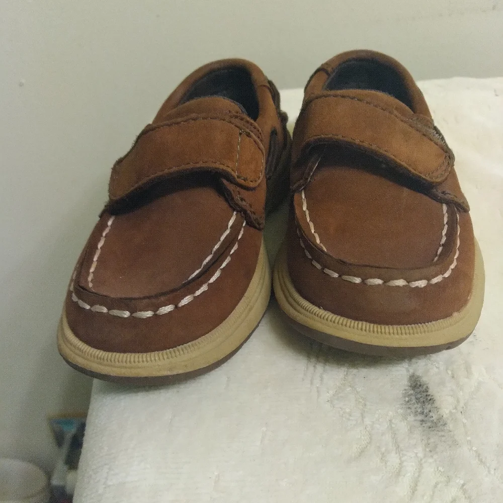 Brown Kids SPERRY Shoes with Velcro Strap TODDLER Size 7 M, 4.5 INCHES INSIDE